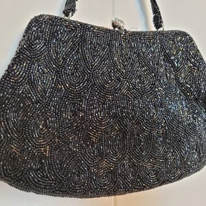 Vintage black beaded bag